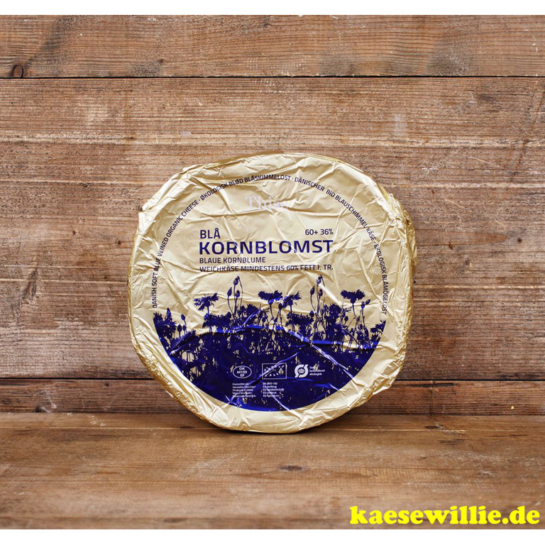 Käsewillie:Produkt-Kornblume blau Bio,Dänemark,halbfeste Edelpilzkäse