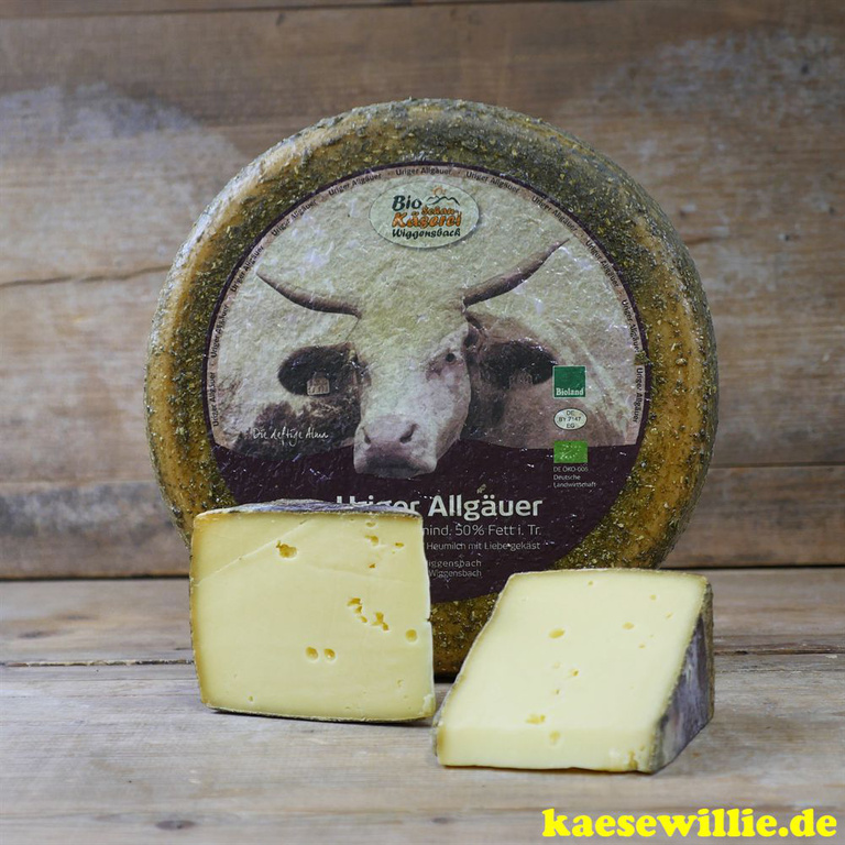 KäseWillie:Produkt-Uriger Allgäuer Bio Käse-cremig und würzig affiniert mit Schabzigerklee
